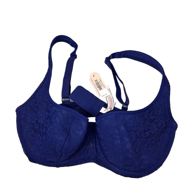 DOBREVA Women's Balconette Bra Starshine Blue Lace Underwire 34D Lightly Padded - Picture 1 of 7